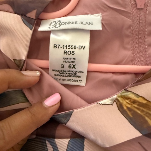 Floral Pink Kids Dress with Bow - Picture 3 of 3